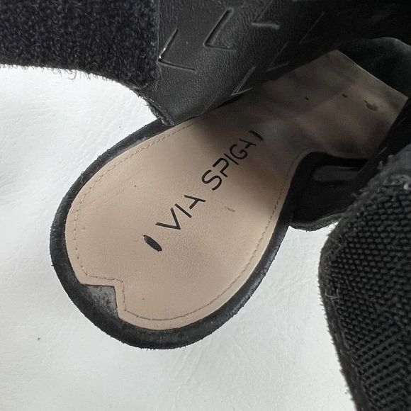 Via Spiga Wedges Womens 8.5 Black Leather Laser Cut Shoes - Picture 10 of 11